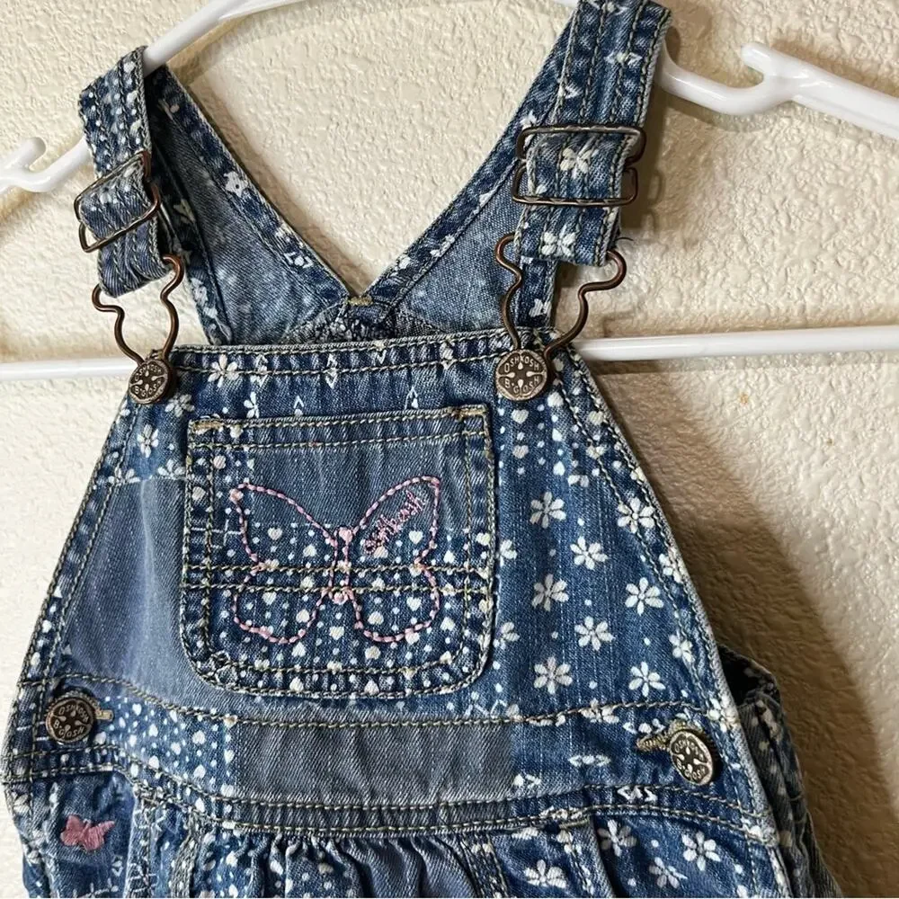 Oshkosh b’gosh floral denim skirtalls overalls skirt 24m